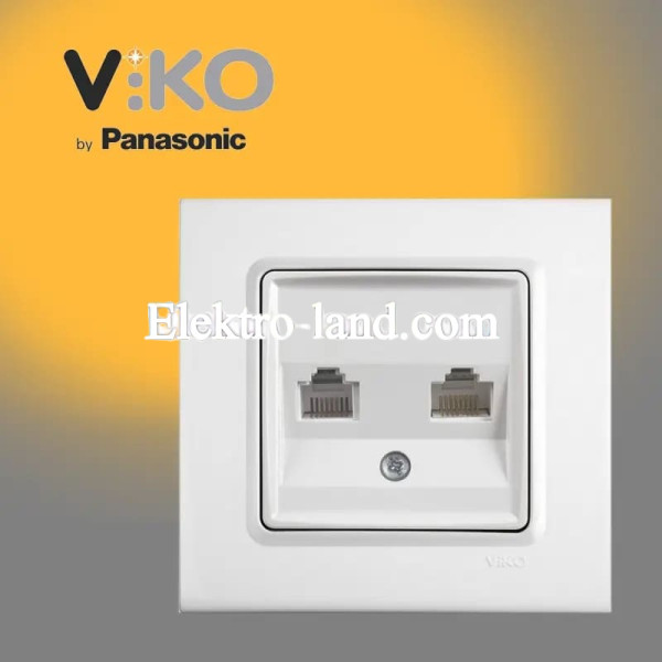Розетка компьютерная двойная белая VIKO LINNERA 